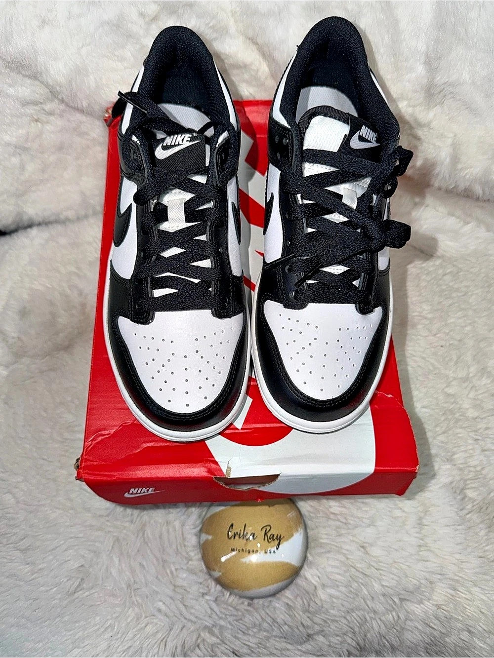 Nike Dunk Low Kids' Sneakers Black & White Boys US 6Y- LIKE NEW